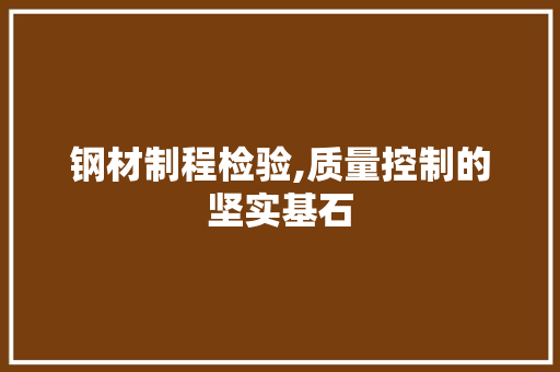 钢材制程检验,质量控制的坚实基石