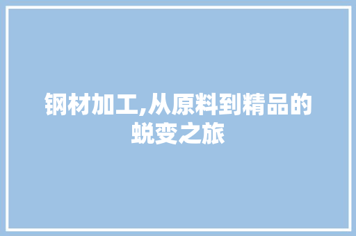 钢材加工,从原料到精品的蜕变之旅