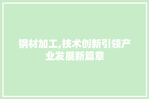 钢材加工,技术创新引领产业发展新篇章