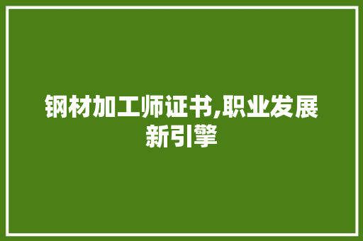 钢材加工师证书,职业发展新引擎