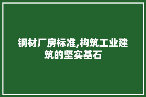 钢材厂房标准,构筑工业建筑的坚实基石