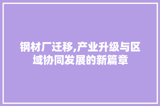 钢材厂迁移,产业升级与区域协同发展的新篇章
