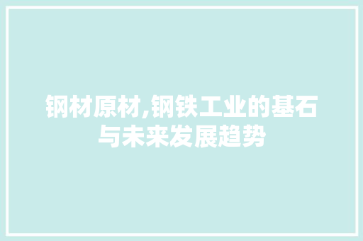 钢材原材,钢铁工业的基石与未来发展趋势