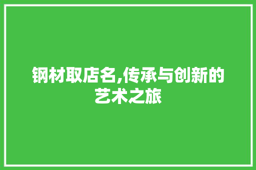 钢材取店名,传承与创新的艺术之旅