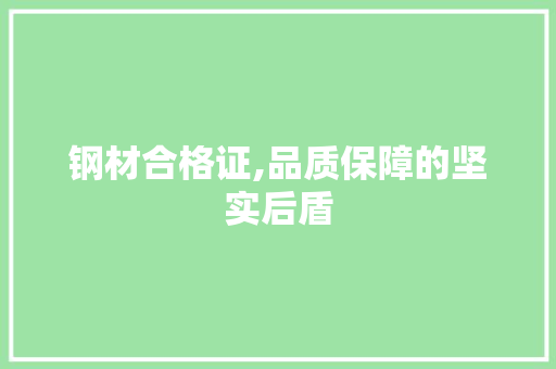 钢材合格证,品质保障的坚实后盾
