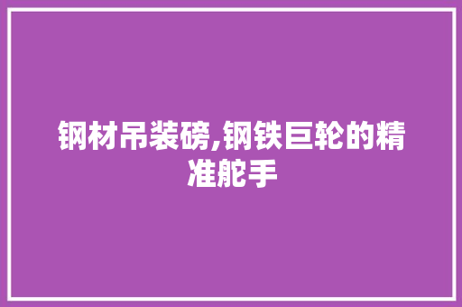 钢材吊装磅,钢铁巨轮的精准舵手