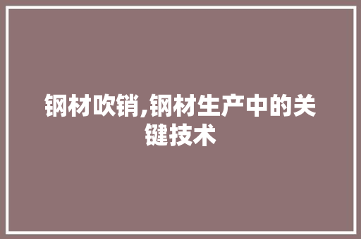 钢材吹销,钢材生产中的关键技术