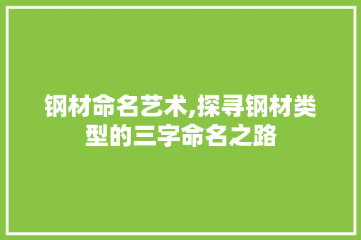 钢材命名艺术,探寻钢材类型的三字命名之路