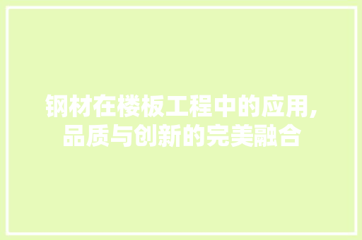 钢材在楼板工程中的应用,品质与创新的完美融合