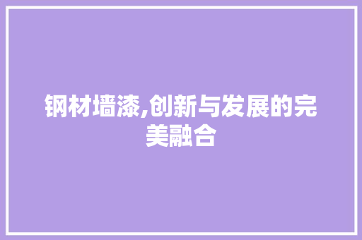 钢材墙漆,创新与发展的完美融合