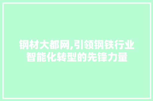 钢材大都网,引领钢铁行业智能化转型的先锋力量