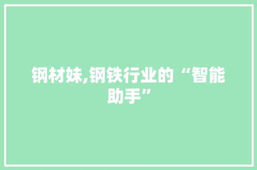 钢材妹,钢铁行业的“智能助手”