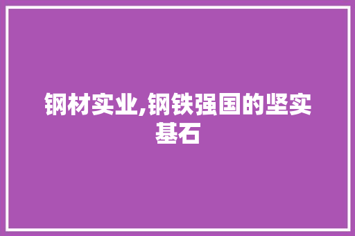 钢材实业,钢铁强国的坚实基石