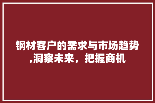 钢材客户的需求与市场趋势,洞察未来，把握商机