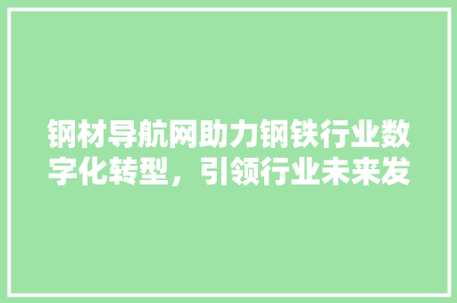 钢材导航网助力钢铁行业数字化转型，引领行业未来发展趋势