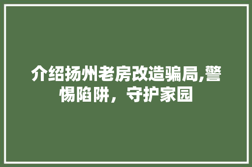 介绍扬州老房改造骗局,警惕陷阱，守护家园