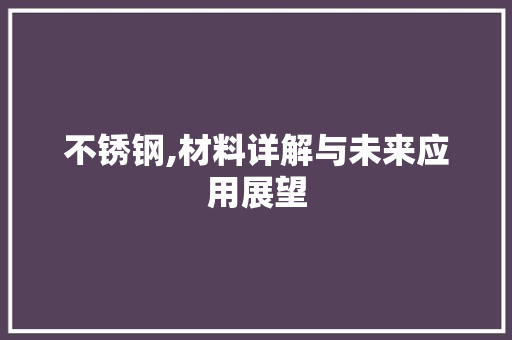 不锈钢,材料详解与未来应用展望
