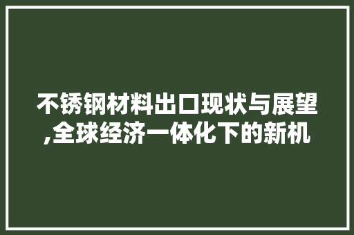 不锈钢材料出口现状与展望,全球经济一体化下的新机遇
