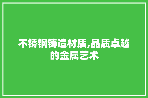 不锈钢铸造材质,品质卓越的金属艺术