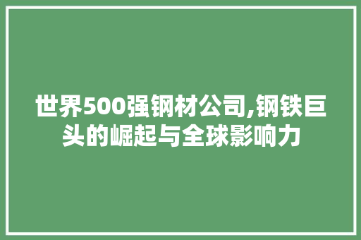 世界500强钢材公司,钢铁巨头的崛起与全球影响力