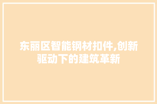 东丽区智能钢材扣件,创新驱动下的建筑革新
