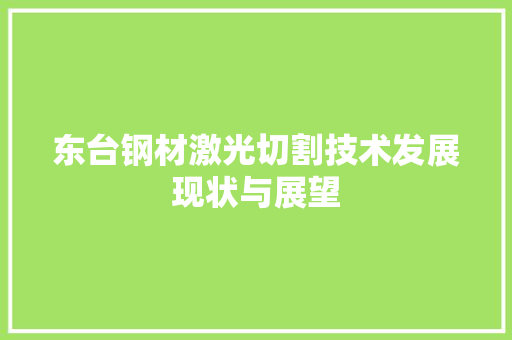 东台钢材激光切割技术发展现状与展望