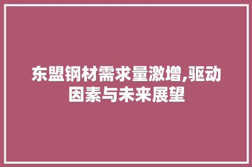东盟钢材需求量激增,驱动因素与未来展望