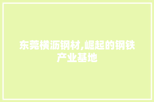 东莞横沥钢材,崛起的钢铁产业基地