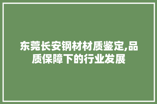 东莞长安钢材材质鉴定,品质保障下的行业发展