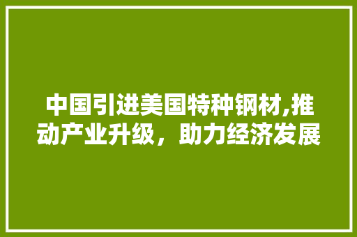 中国引进美国特种钢材,推动产业升级，助力经济发展