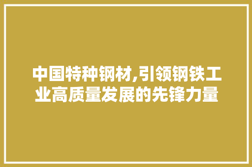 中国特种钢材,引领钢铁工业高质量发展的先锋力量