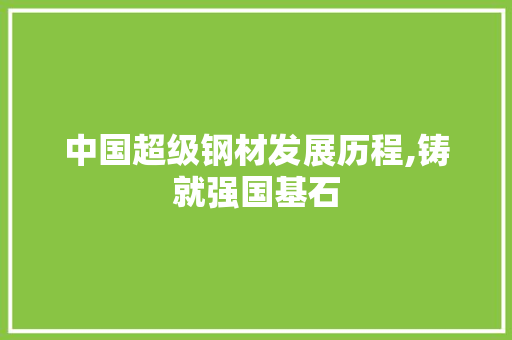 中国超级钢材发展历程,铸就强国基石