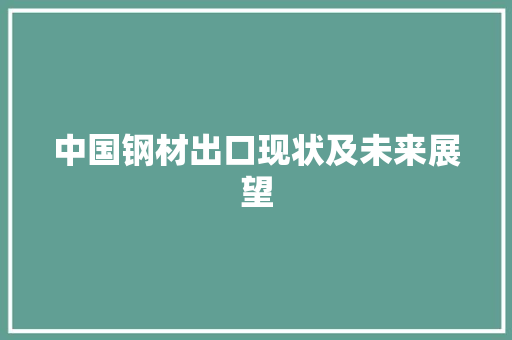 中国钢材出口现状及未来展望