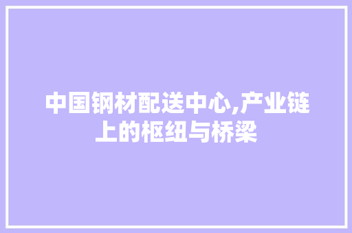 中国钢材配送中心,产业链上的枢纽与桥梁