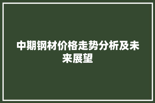 中期钢材价格走势分析及未来展望