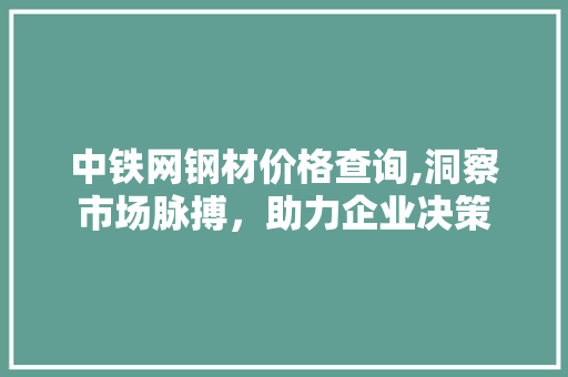 中铁网钢材价格查询,洞察市场脉搏，助力企业决策