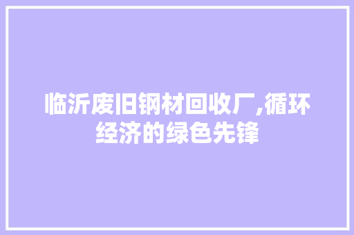 临沂废旧钢材回收厂,循环经济的绿色先锋