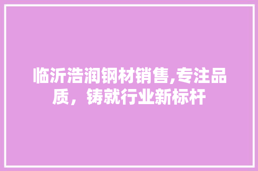 临沂浩润钢材销售,专注品质，铸就行业新标杆