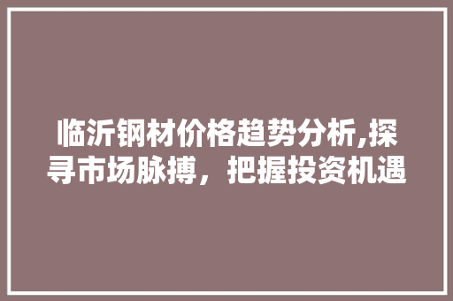 临沂钢材价格趋势分析,探寻市场脉搏，把握投资机遇