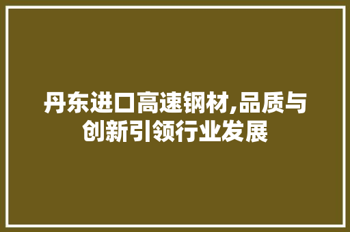 丹东进口高速钢材,品质与创新引领行业发展