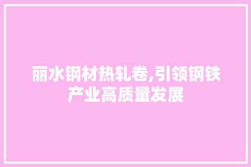 丽水钢材热轧卷,引领钢铁产业高质量发展
