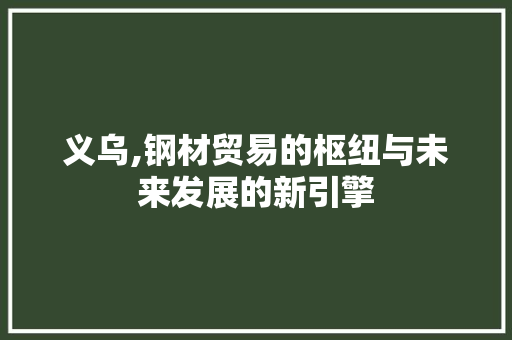 义乌,钢材贸易的枢纽与未来发展的新引擎