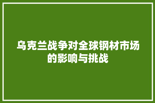 乌克兰战争对全球钢材市场的影响与挑战