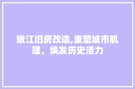 嫩江旧房改造,重塑城市肌理，焕发历史活力
