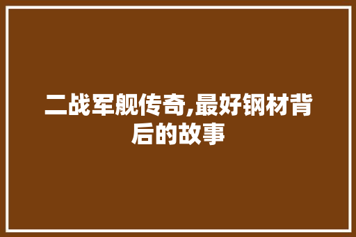 二战军舰传奇,最好钢材背后的故事
