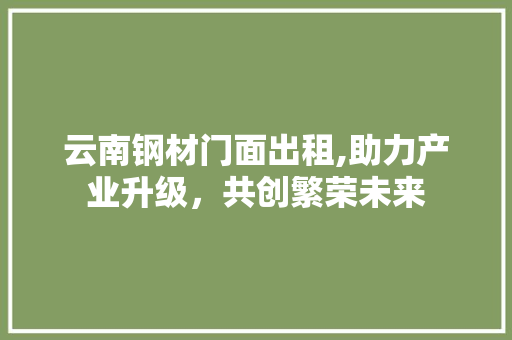 云南钢材门面出租,助力产业升级，共创繁荣未来