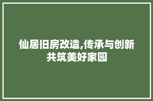 仙居旧房改造,传承与创新共筑美好家园