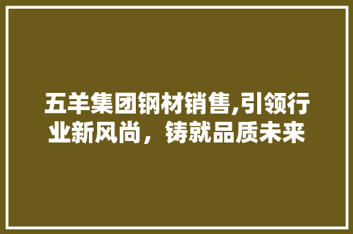 五羊集团钢材销售,引领行业新风尚，铸就品质未来