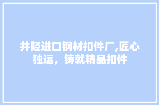 井陉进口钢材扣件厂,匠心独运，铸就精品扣件