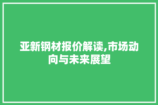 亚新钢材报价解读,市场动向与未来展望